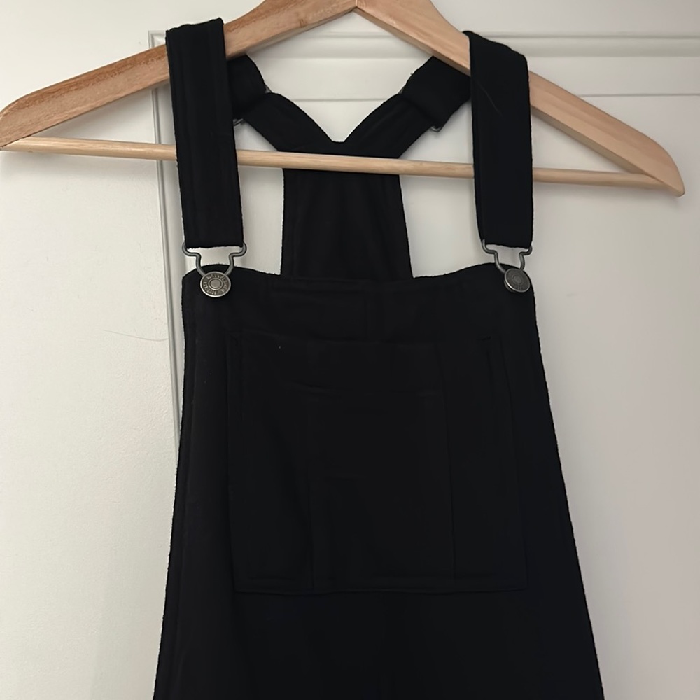 Black cotton sweatshirt overalls